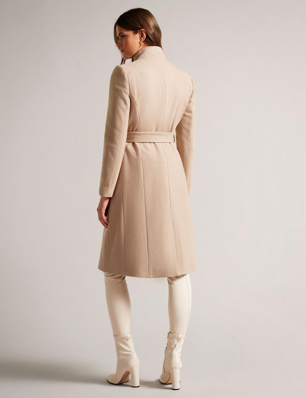 Camel Ted Baker ROSE - Midi Length Belted Wool Wrap Coat Women Jackets | Canada  GBX-517943