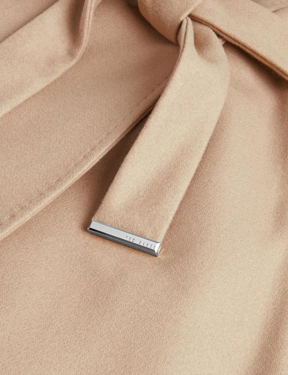 Camel Ted Baker ROSE - Midi Length Belted Wool Wrap Coat Women Jackets | Canada  GBX-517943