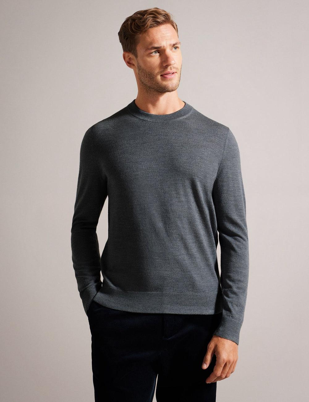 Charcoal Ted Baker CARNBY - Pure Wool Crew Neck Men Jumpers | Canada  ZTX-865327