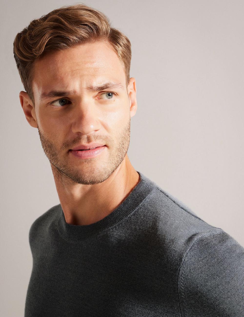 Charcoal Ted Baker CARNBY - Pure Wool Crew Neck Men Jumpers | Canada  ZTX-865327