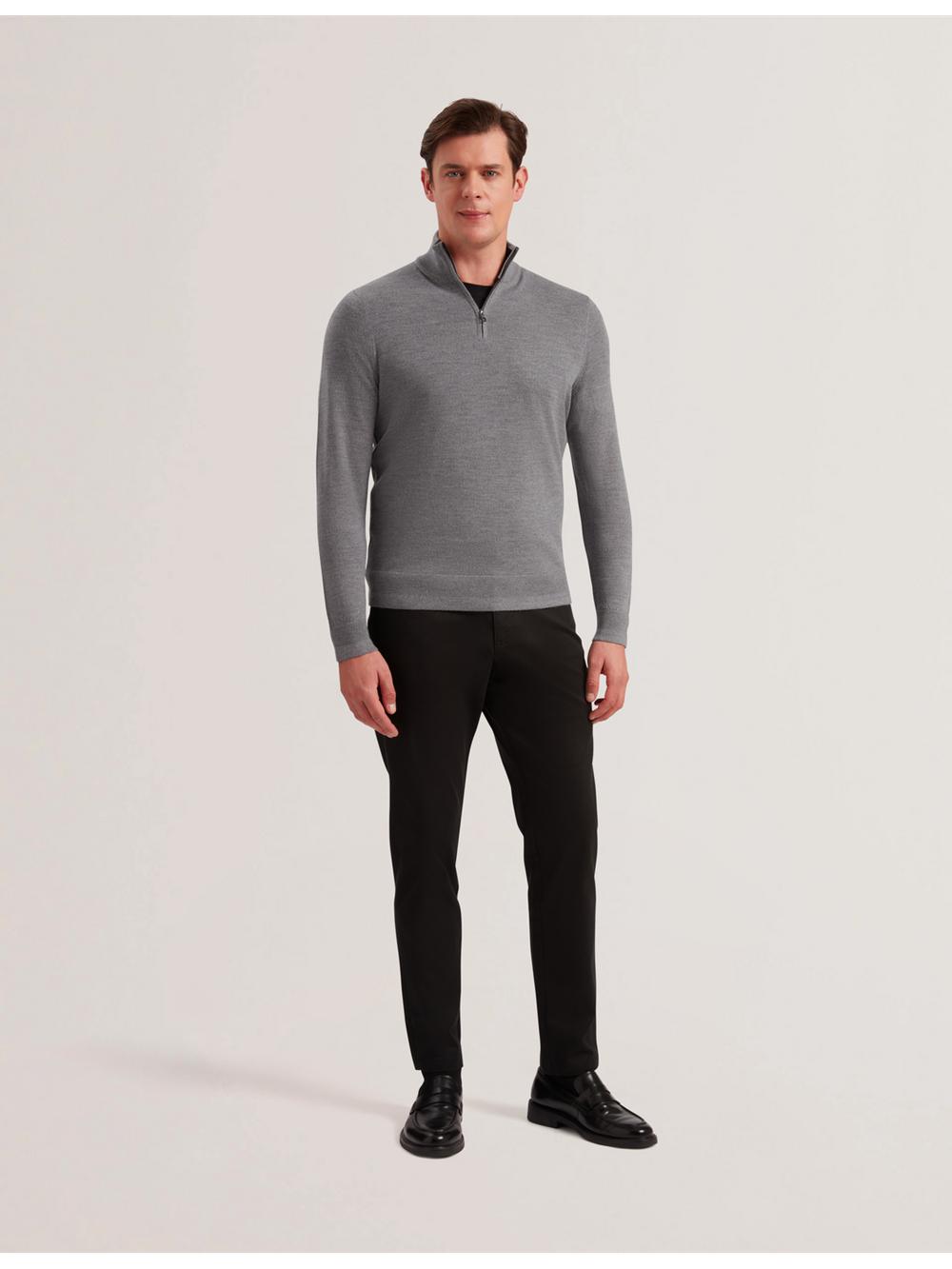 Charcoal Ted Baker LIMEHAS - Wool Quarter Zip Funnel Neck Men Jumpers | Canada  PGK-758496