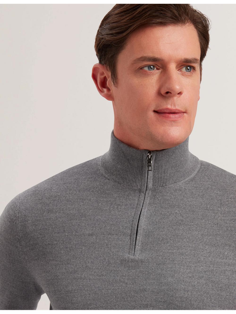Charcoal Ted Baker LIMEHAS - Wool Quarter Zip Funnel Neck Men Jumpers | Canada  PGK-758496