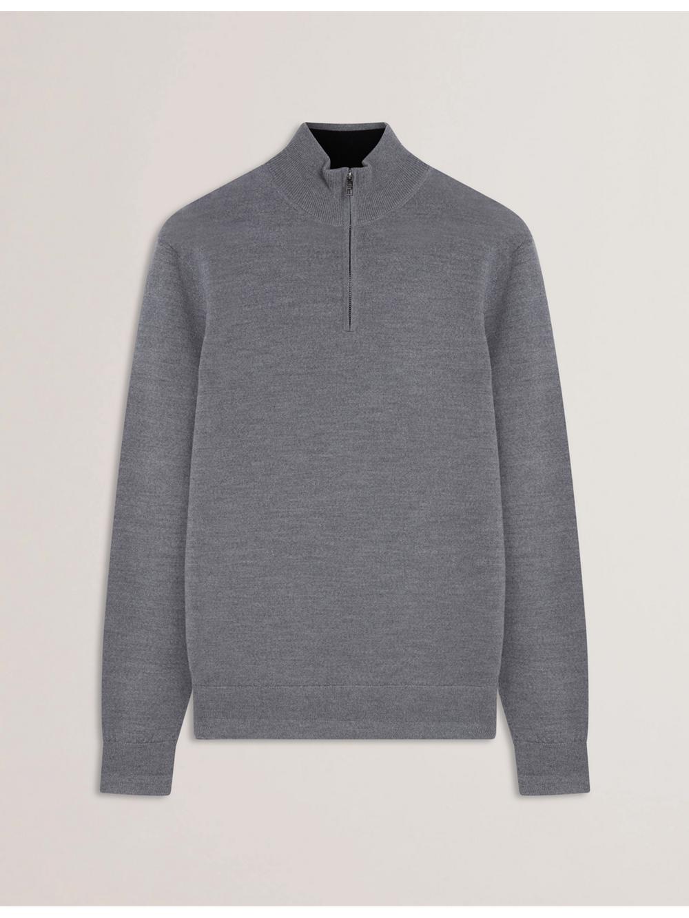Charcoal Ted Baker LIMEHAS - Wool Quarter Zip Funnel Neck Men Jumpers | Canada  PGK-758496