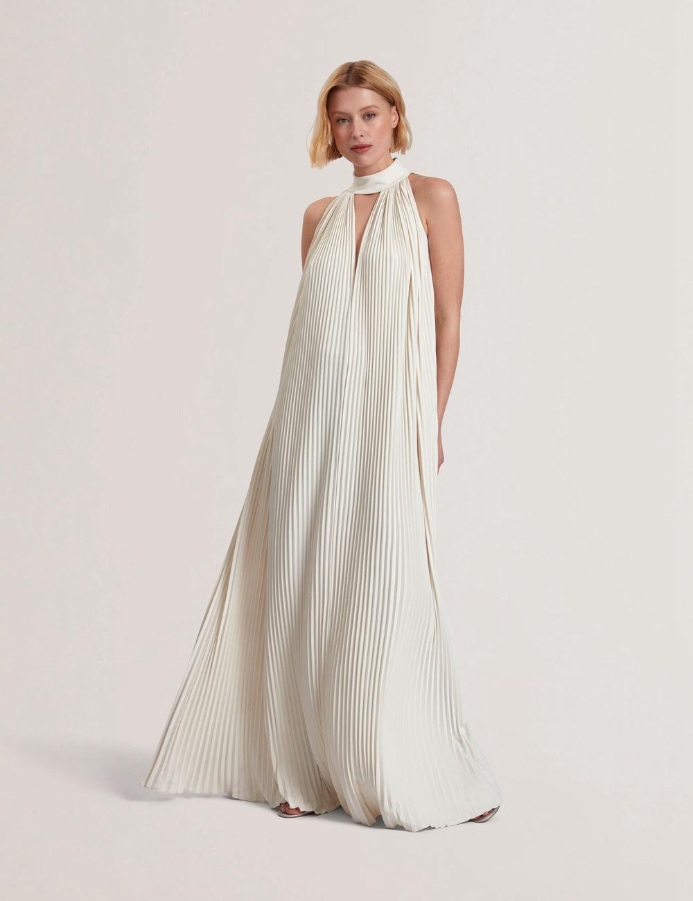 Coral Ted Baker AKALA - Halter Neck Keyhole Detail Pleated Women Maxi Dresses | Canada  TES-187465