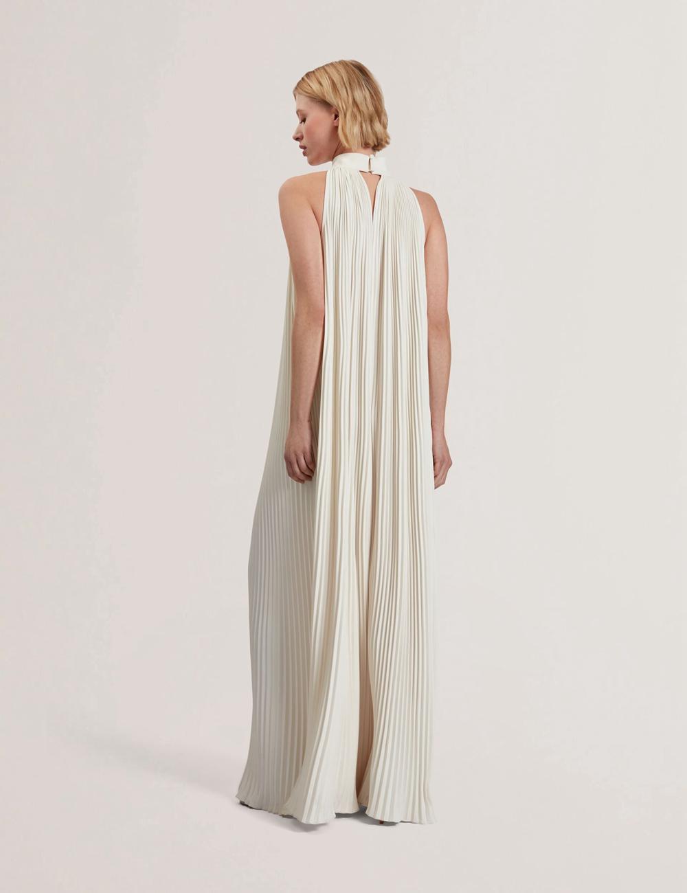 Coral Ted Baker AKALA - Halter Neck Keyhole Detail Pleated Women Maxi Dresses | Canada  TES-187465