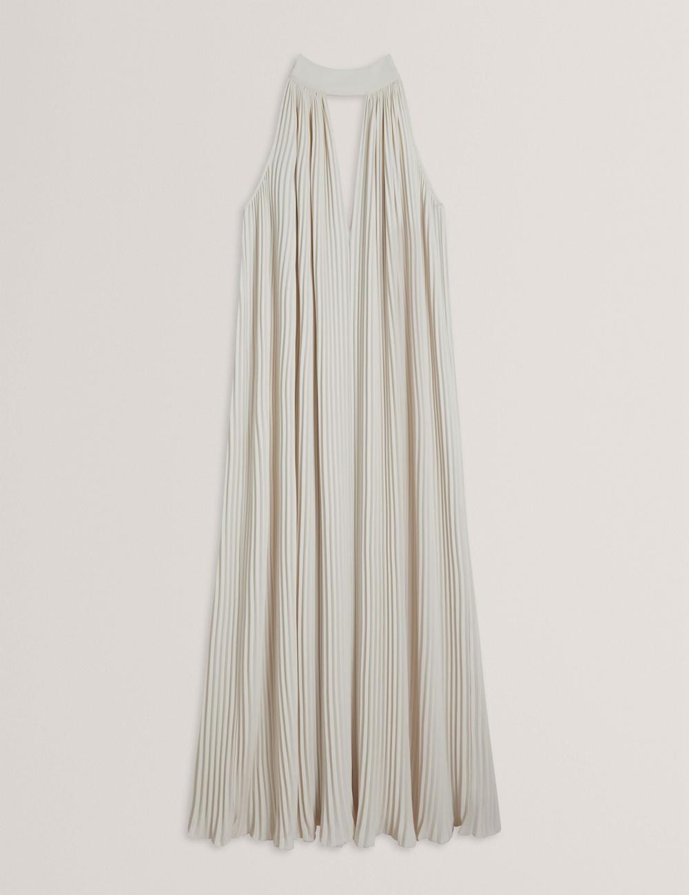 Coral Ted Baker AKALA - Halter Neck Keyhole Detail Pleated Women Maxi Dresses | Canada  TES-187465