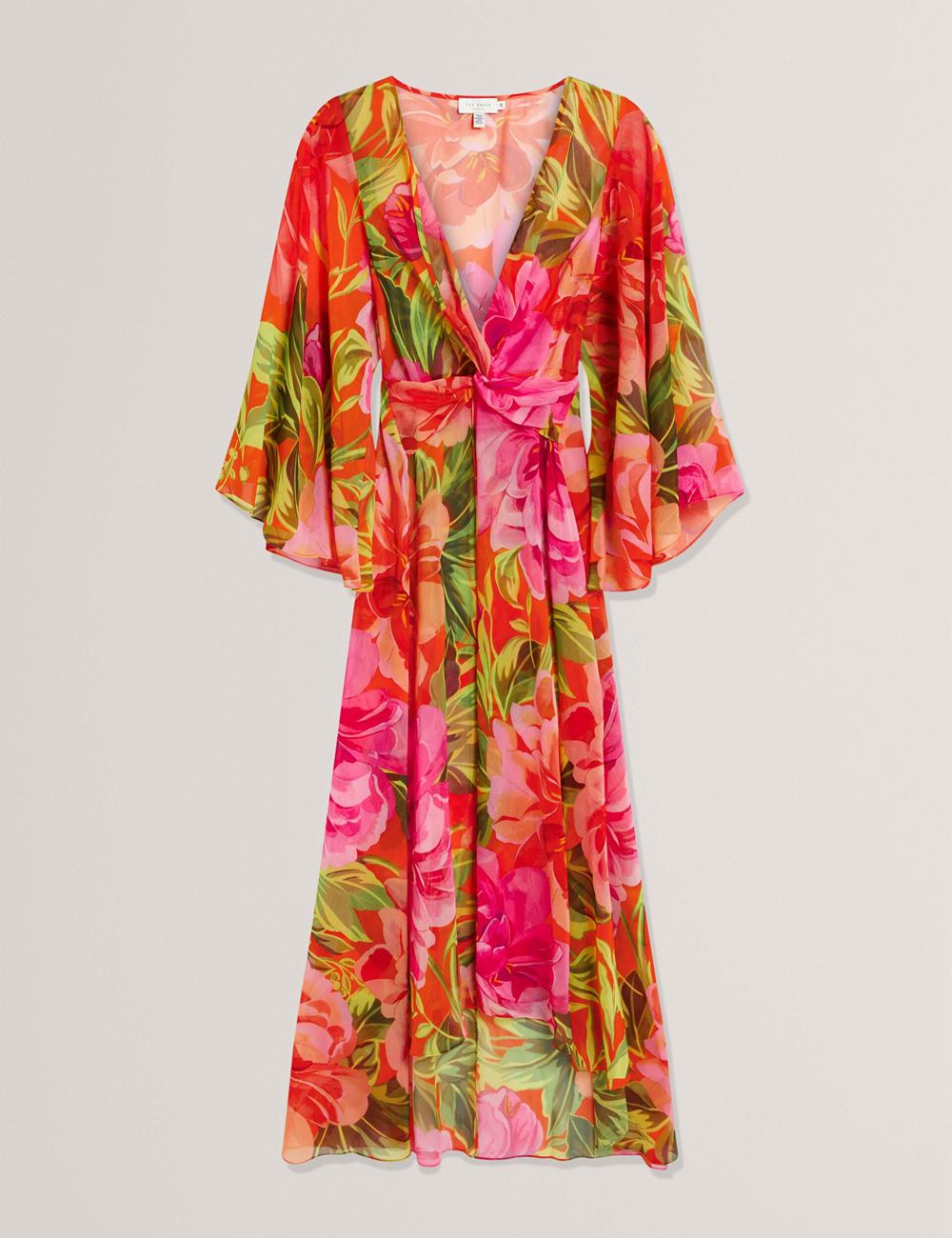 Coral Ted Baker DDARCIS - Floral Twisted Waist Maxi Beach Women Cover Ups | Canada  ACI-847165