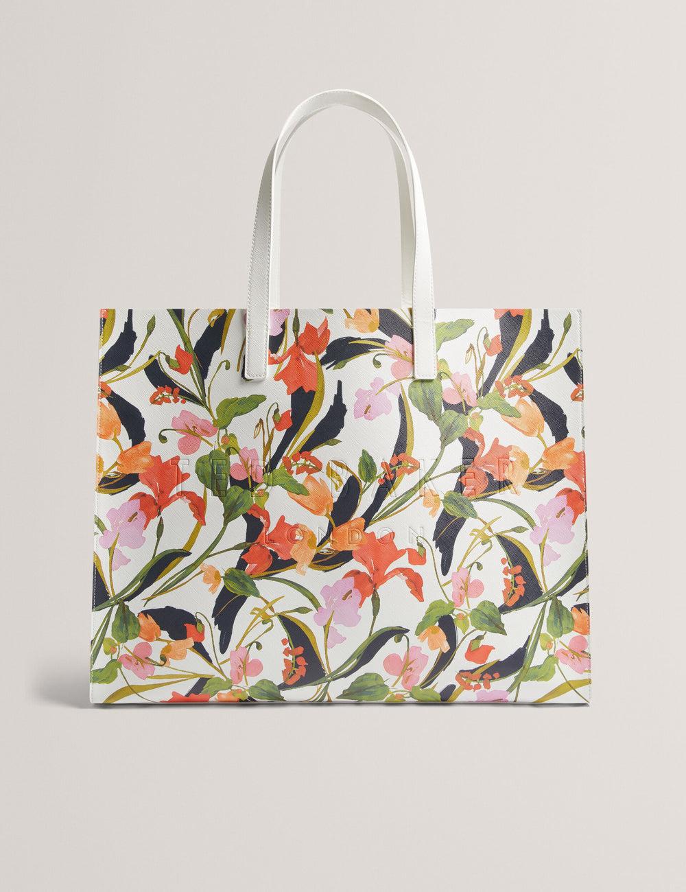 Cream Ted Baker FLORISH - Floral Print PU Leather Wide Women Tote Bags | Canada  RNI-652871