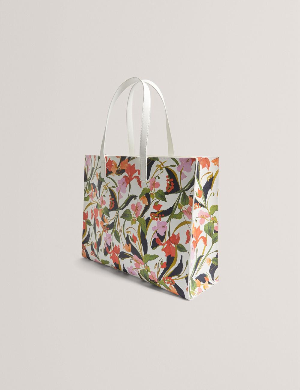 Cream Ted Baker FLORISH - Floral Print PU Leather Wide Women Tote Bags | Canada  RNI-652871