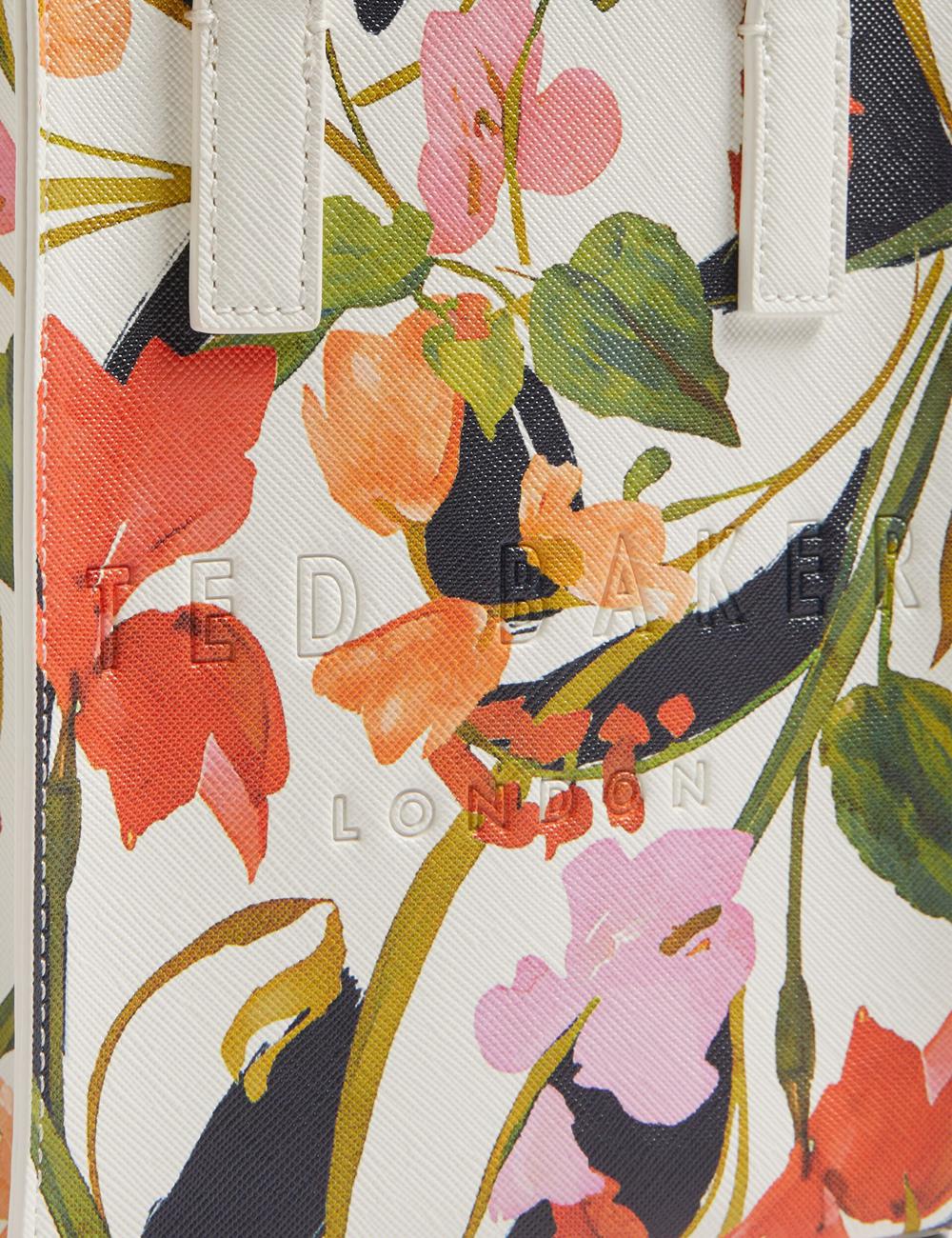 Cream Ted Baker FLOWEIA - Floral Faux Leather Mini Women Tote Bags | Canada  IWQ-032415