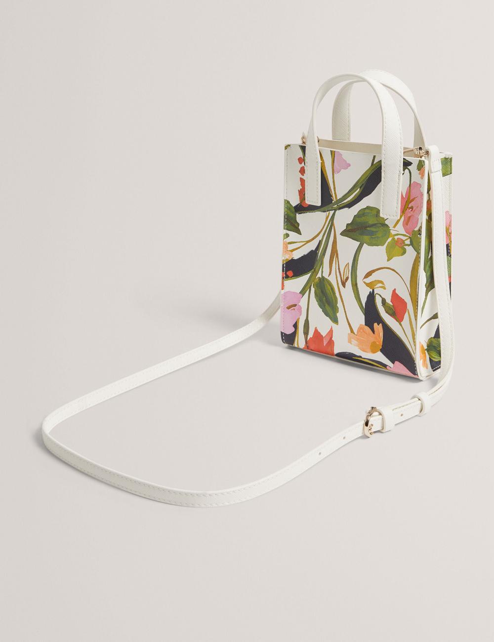 Cream Ted Baker FLOWEIA - Floral Faux Leather Mini Women Tote Bags | Canada  IWQ-032415