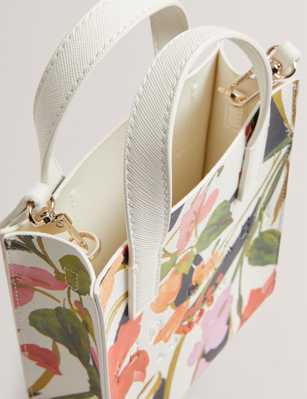 Cream Ted Baker FLOWEIA - Floral Faux Leather Mini Women Tote Bags | Canada  IWQ-032415