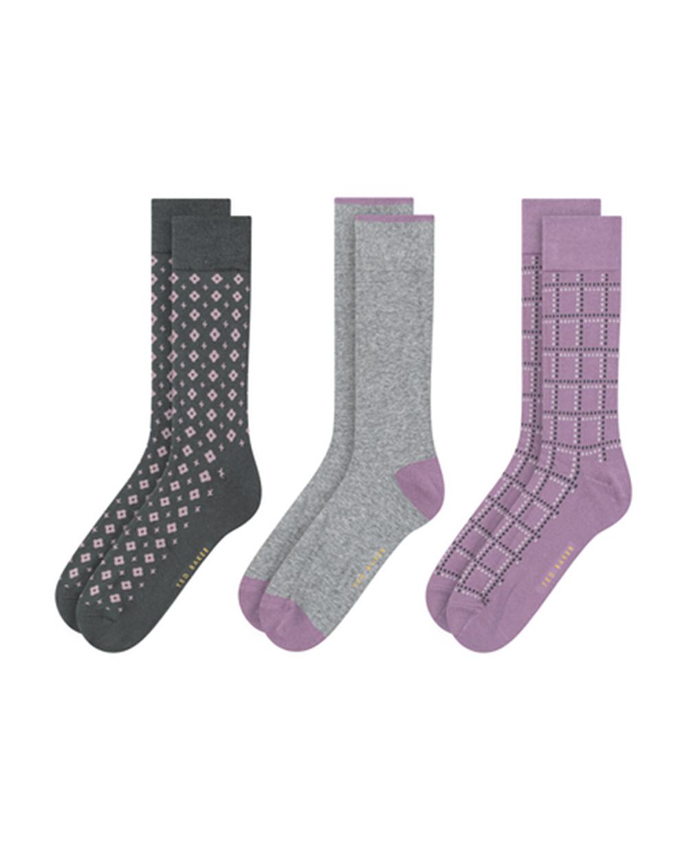 Dark Green Ted Baker 3 Pack Geometric Check Crew Men Socks | Canada  KLJ-362978