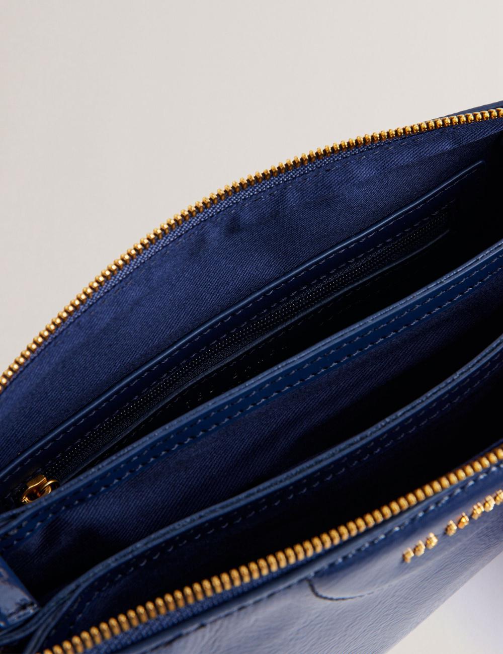 Dk-Blue Ted Baker ESILLE - Branded Webbing Patent Leather Women Crossbody Bags | Canada  VIU-807465