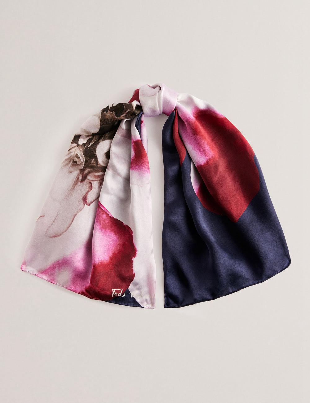 Dk-Blue Ted Baker JANICES - Placement Floral Print Silk Square Women Scarves | Canada  IEW-312640