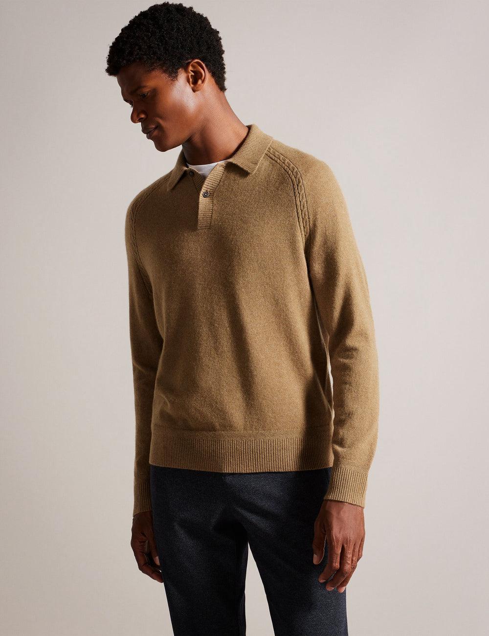 Dk-Brown Ted Baker KAROLT - Cashmere Knit Long Sleeve Top Men Jumpers | Canada  WKC-413208