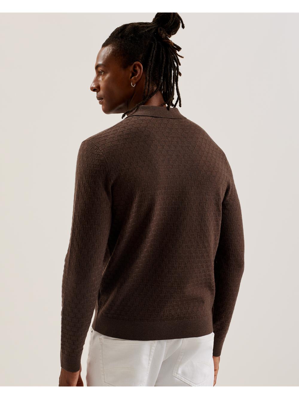 Dk-Brown Ted Baker MORAR - Long Sleeve T Stitch Knitted Men Jumpers | Canada  DBV-316709