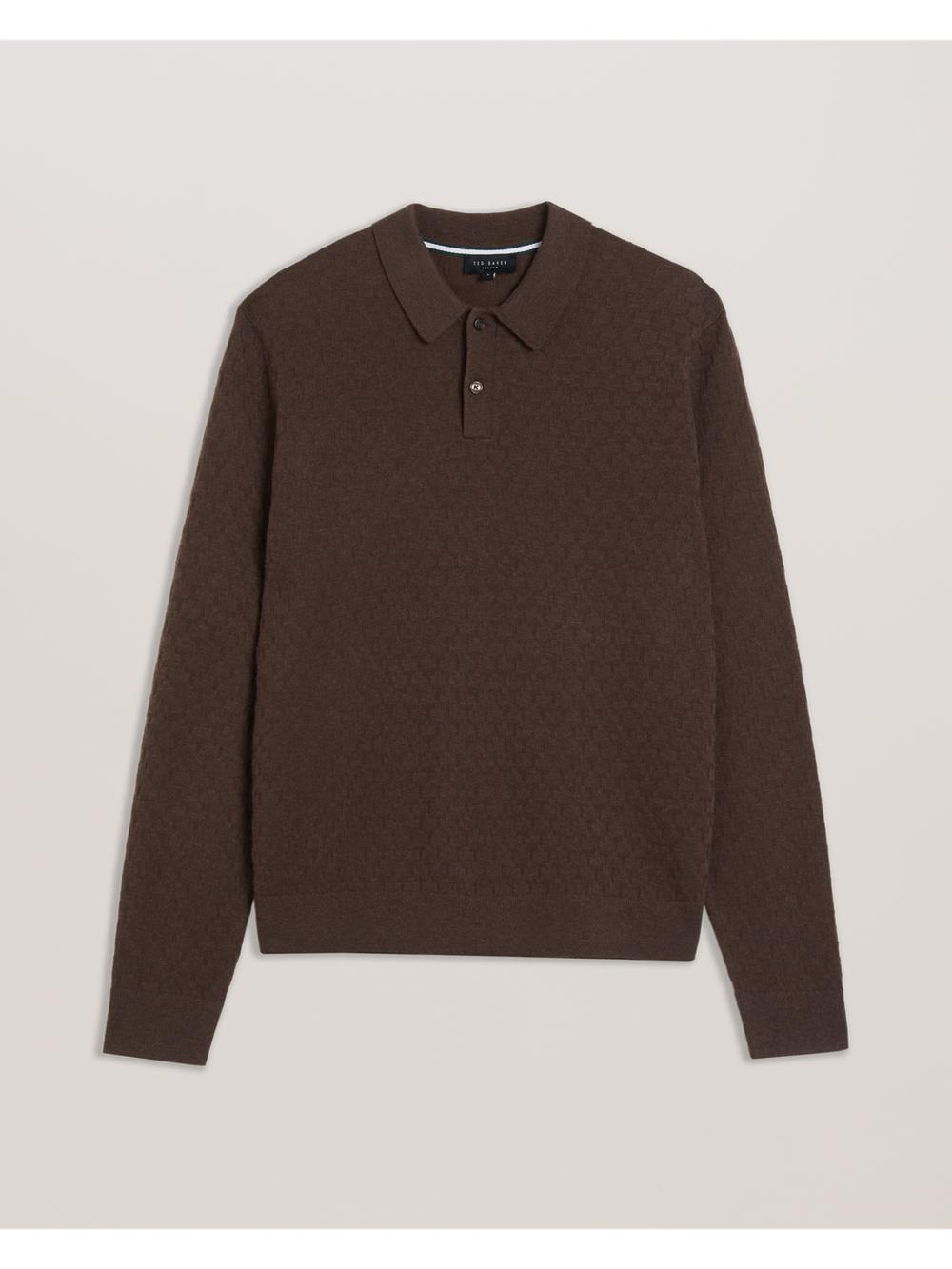 Dk-Brown Ted Baker MORAR - Long Sleeve T Stitch Knitted Men Jumpers | Canada  DBV-316709