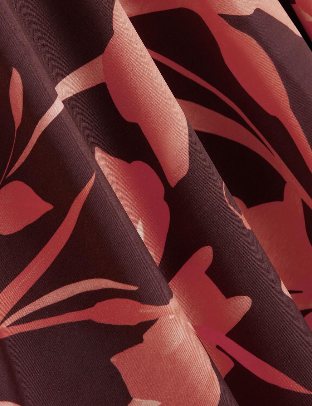 Dk-Brown Ted Baker STARLAH - Slinky Printed Jersey Long Sleeve Women Midi Dresses | Canada  YUO-762384