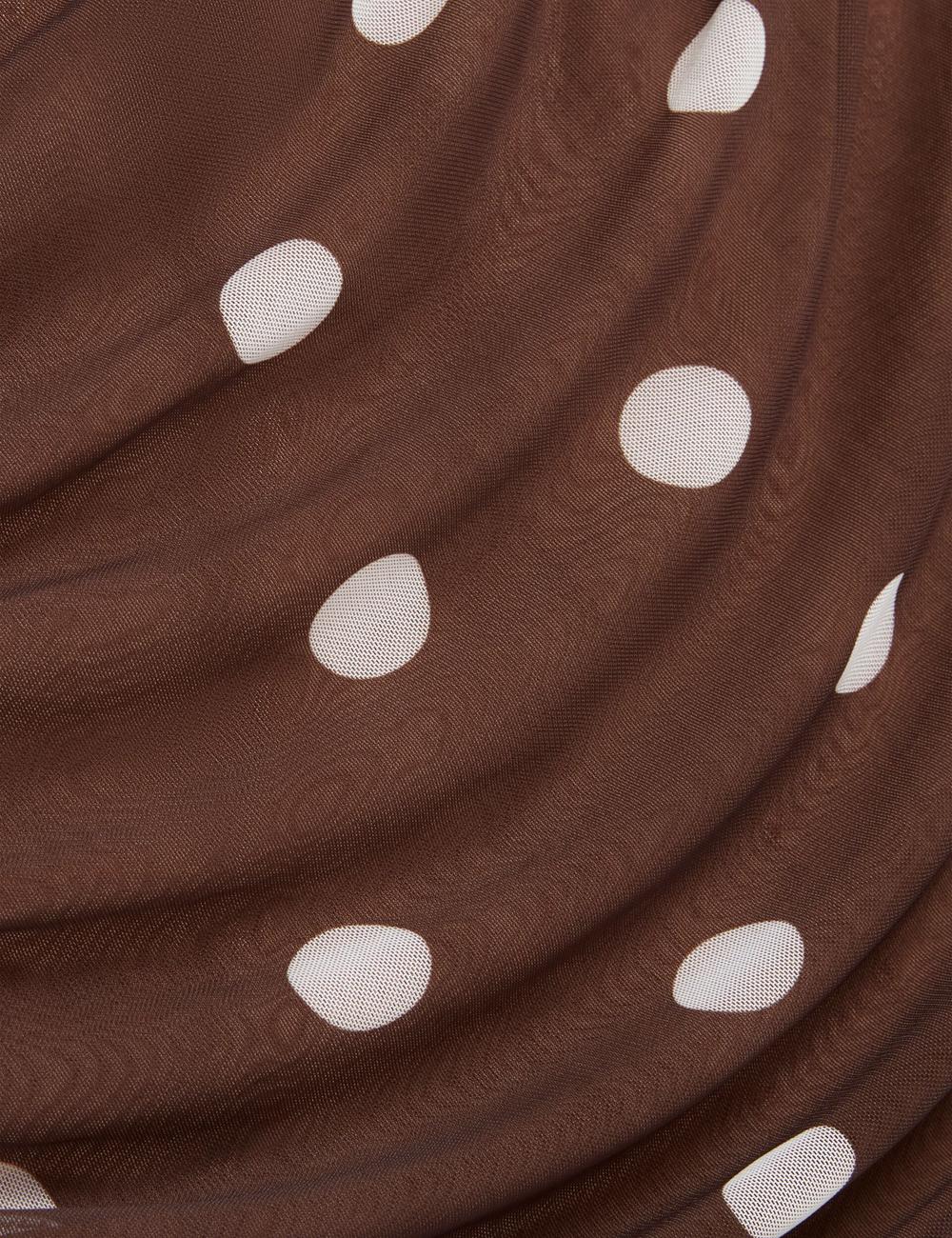 Dk-Brown Ted Baker TILDAHH - Off-Shoulder Polka Dot Mesh Women Mini Dresses | Canada  BFA-812907