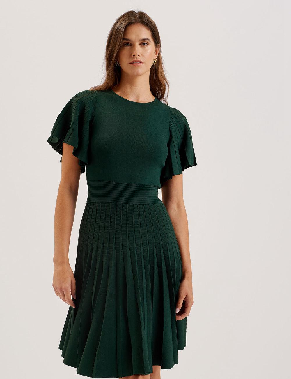 Dk-Green Ted Baker ALENHA - Knitted Angel Sleeve Women Mini Dresses | Canada  NZY-043659