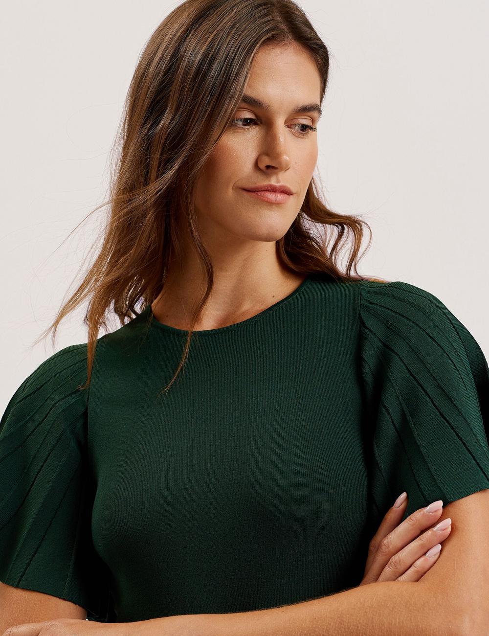 Dk-Green Ted Baker ALENHA - Knitted Angel Sleeve Women Mini Dresses | Canada  NZY-043659