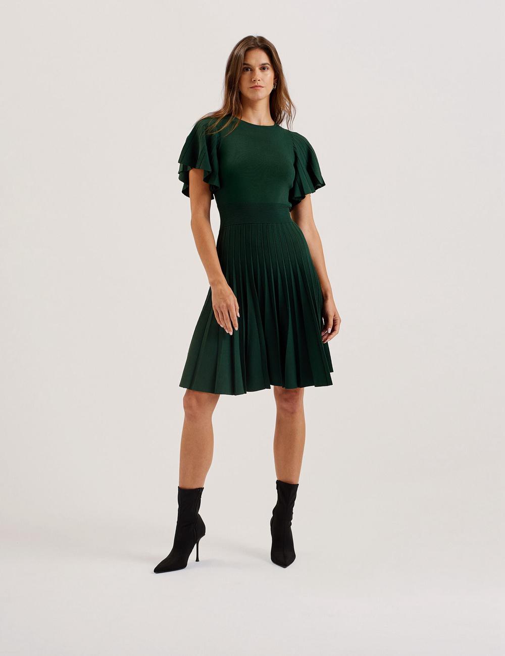 Dk-Green Ted Baker ALENHA - Knitted Angel Sleeve Women Mini Dresses | Canada  NZY-043659
