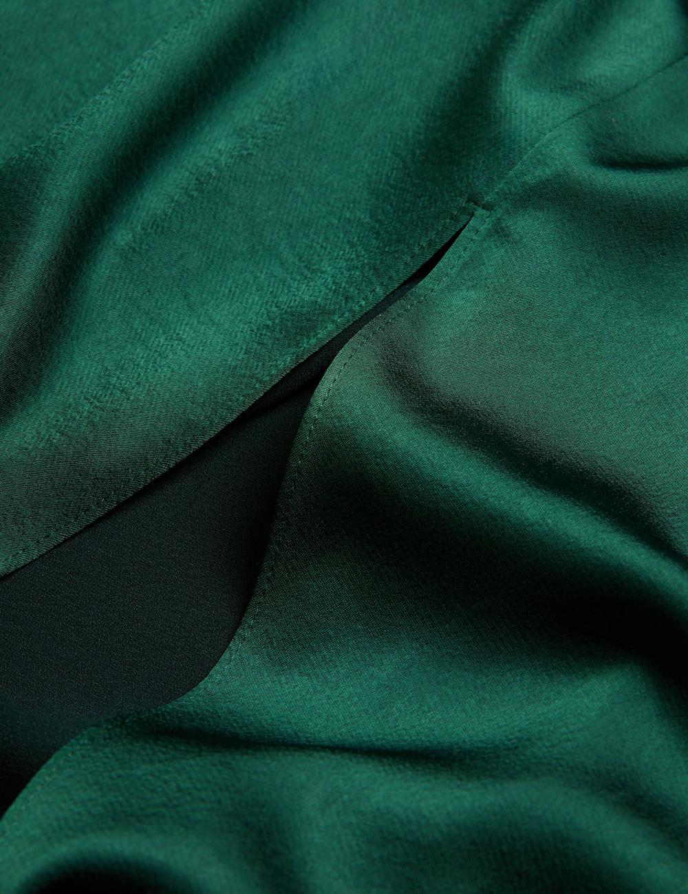 Dk-Green Ted Baker ALFEIOS - Long Sleeve Satin Skirt Women Midi Dresses | Canada  PMF-485297