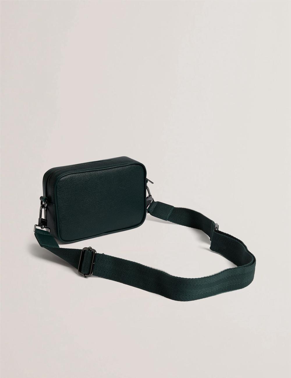 Dk-Green Ted Baker GRIFIN - Grained Leather Crossbody Pouch Men Crossbody Bags | Canada  TJO-360725