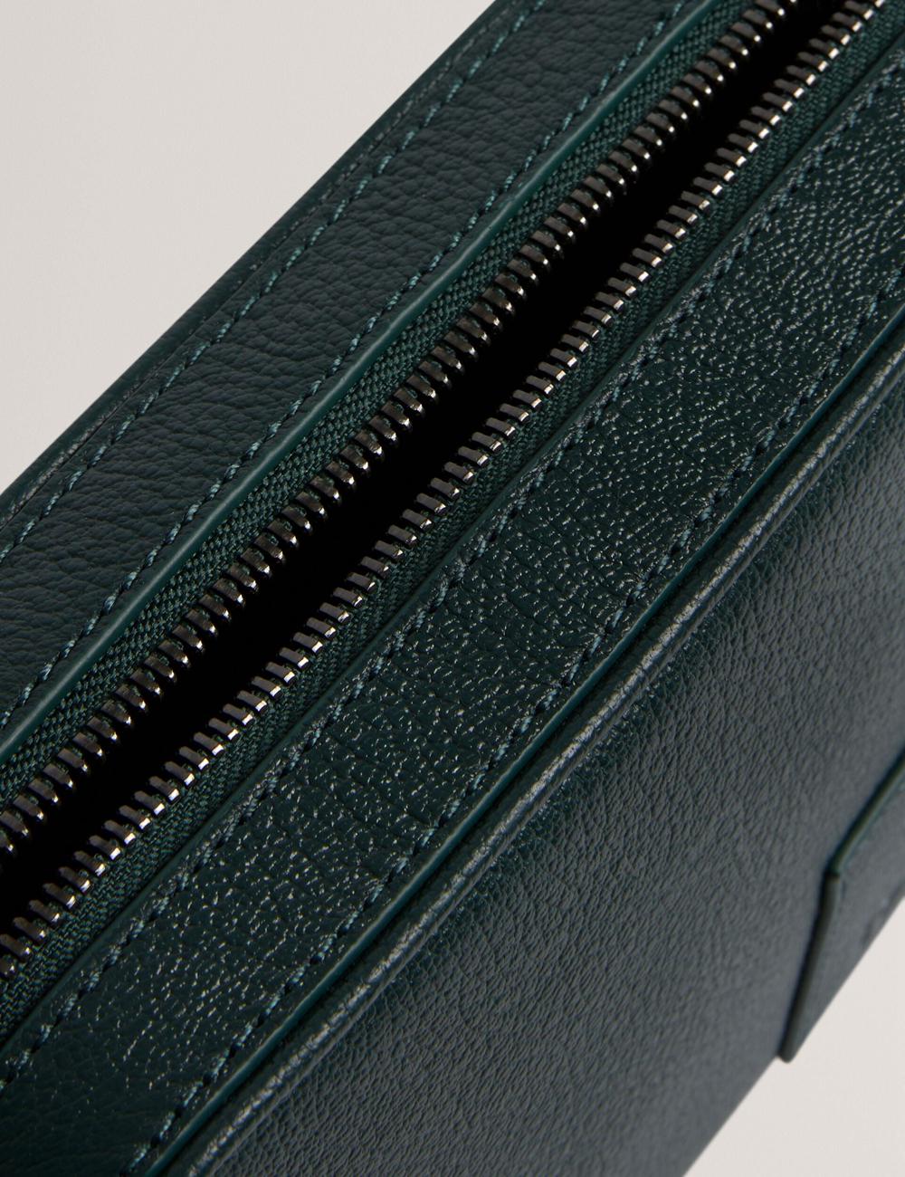 Dk-Green Ted Baker GRIFIN - Grained Leather Crossbody Pouch Men Crossbody Bags | Canada  TJO-360725