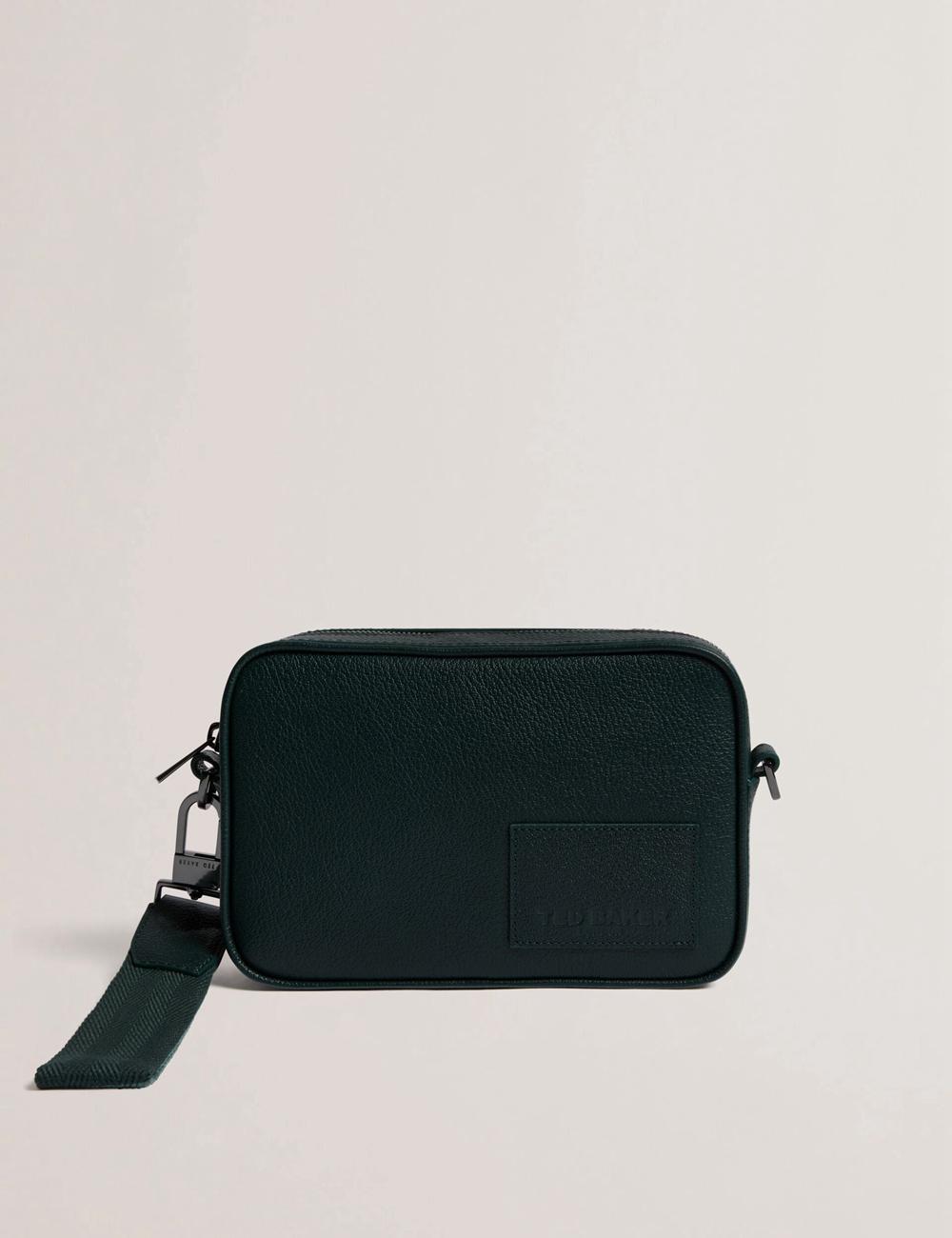 Dk-Green Ted Baker GRIFIN - Grained Leather Crossbody Pouch Men Crossbody Bags | Canada  TJO-360725