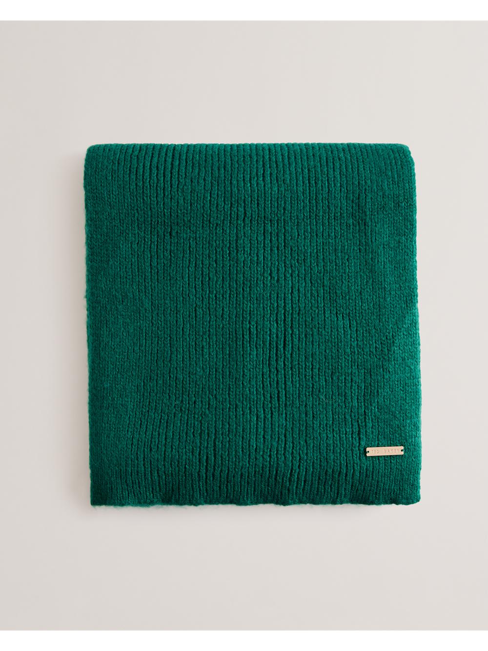 Dk-Green Ted Baker LIDIIES - Ribbed Wool Blend Knitted Women Scarves | Canada  NAM-851674