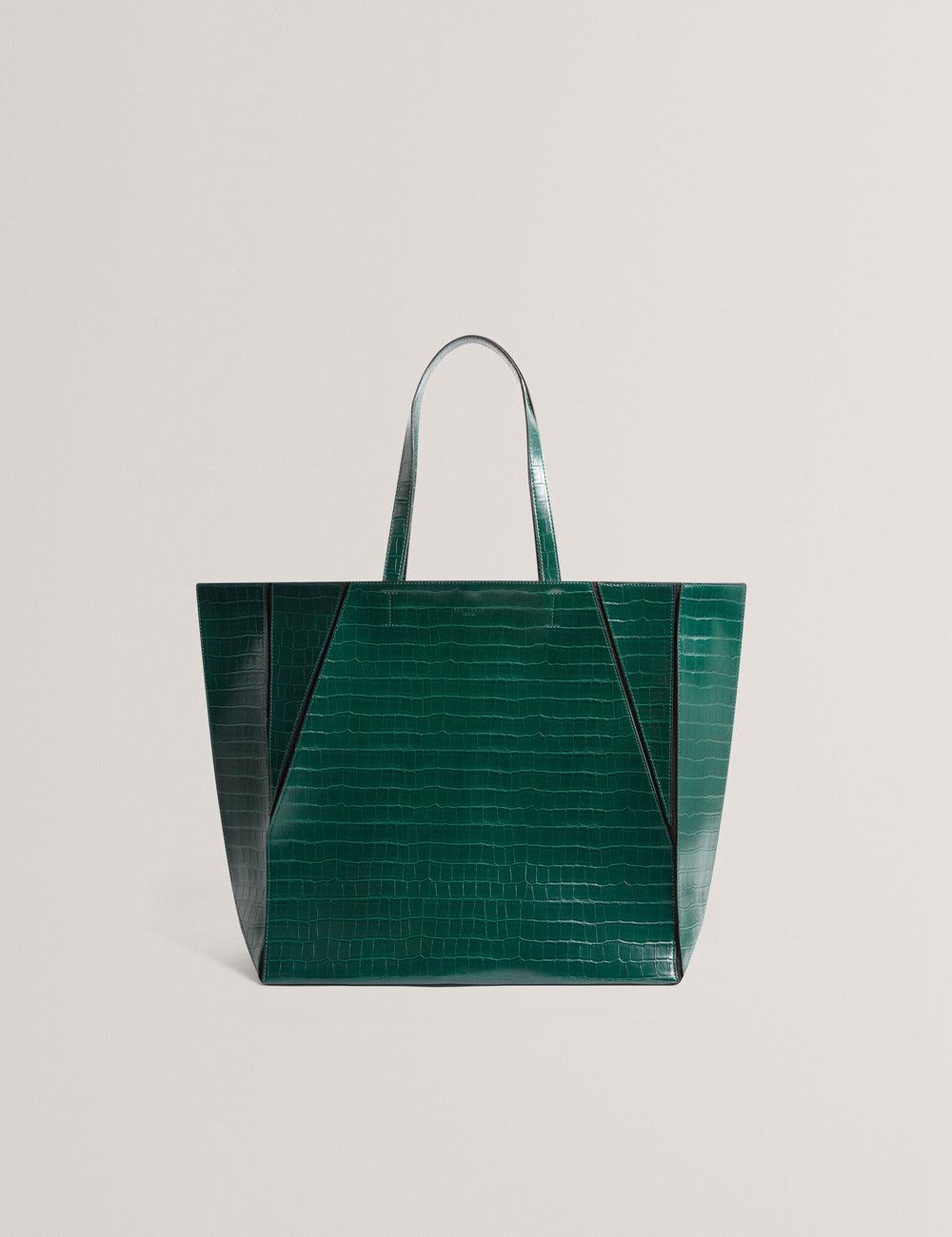 Dk-Green Ted Baker SOPHYNA - Croc Effect Folding Shopper Women Shopper Bags | Canada  QVA-973208