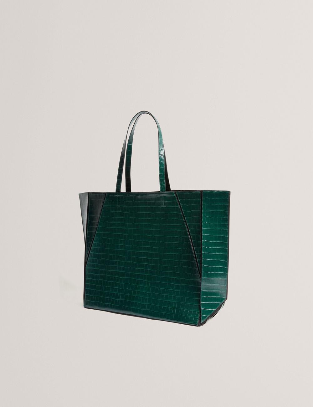 Dk-Green Ted Baker SOPHYNA - Croc Effect Folding Shopper Women Shopper Bags | Canada  QVA-973208