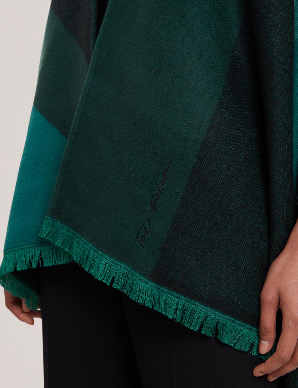 Dk-Green Ted Baker SUFFIA - Colour Block Buckled Woven Women Ponchos | Canada  TIJ-571902