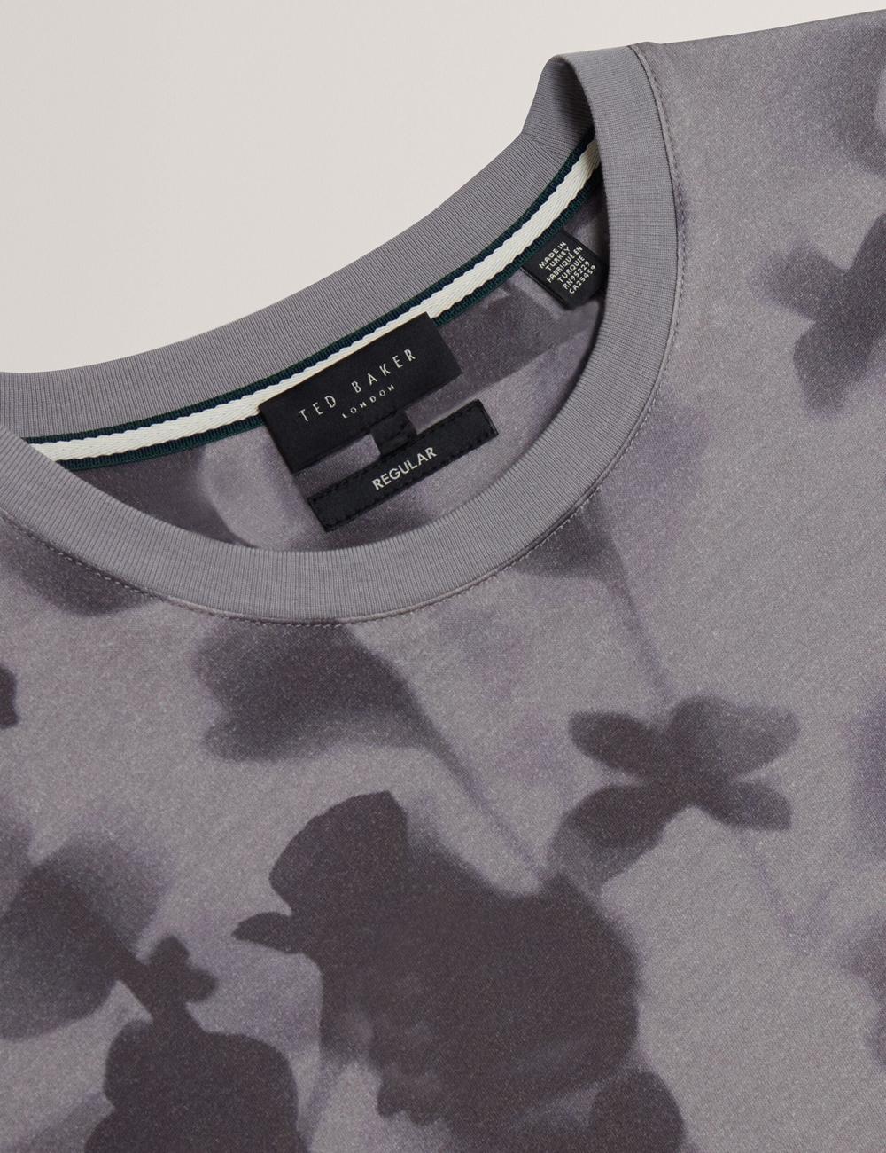 Dk-Grey Ted Baker DENNISS - Monochrome Floral Print Cotton Men T-Shirts | Canada  CIT-142703