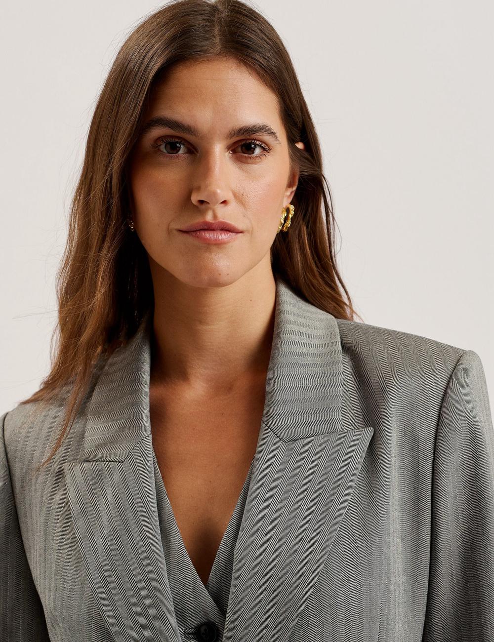 Dk-Grey Ted Baker KOA - Oversized Herringbone Single Breasted Women Blazers | Canada  WGV-207613
