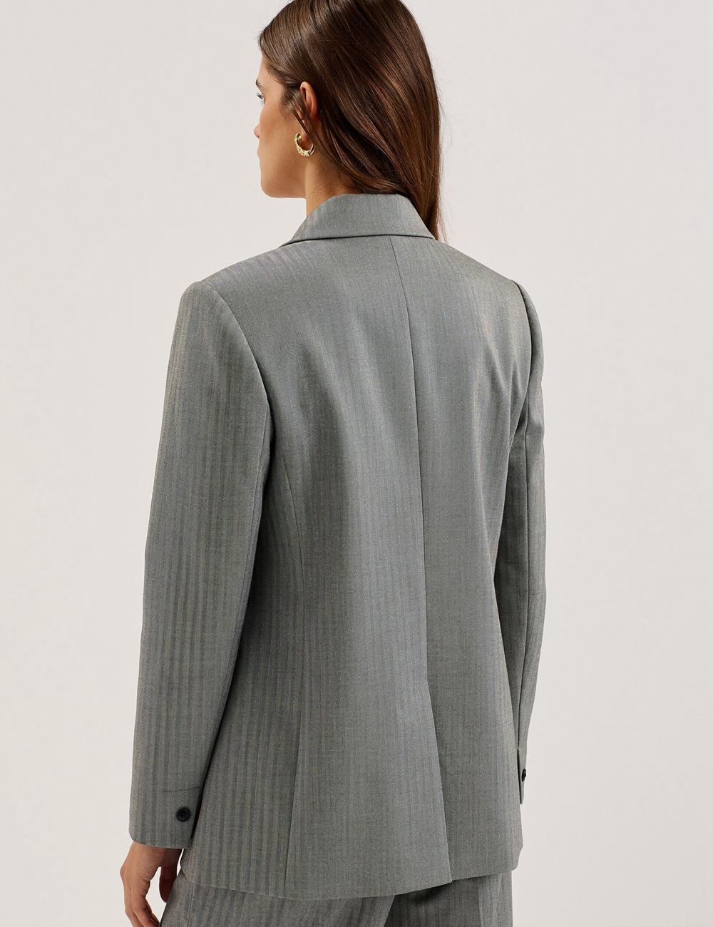 Dk-Grey Ted Baker KOA - Oversized Herringbone Single Breasted Women Blazers | Canada  WGV-207613