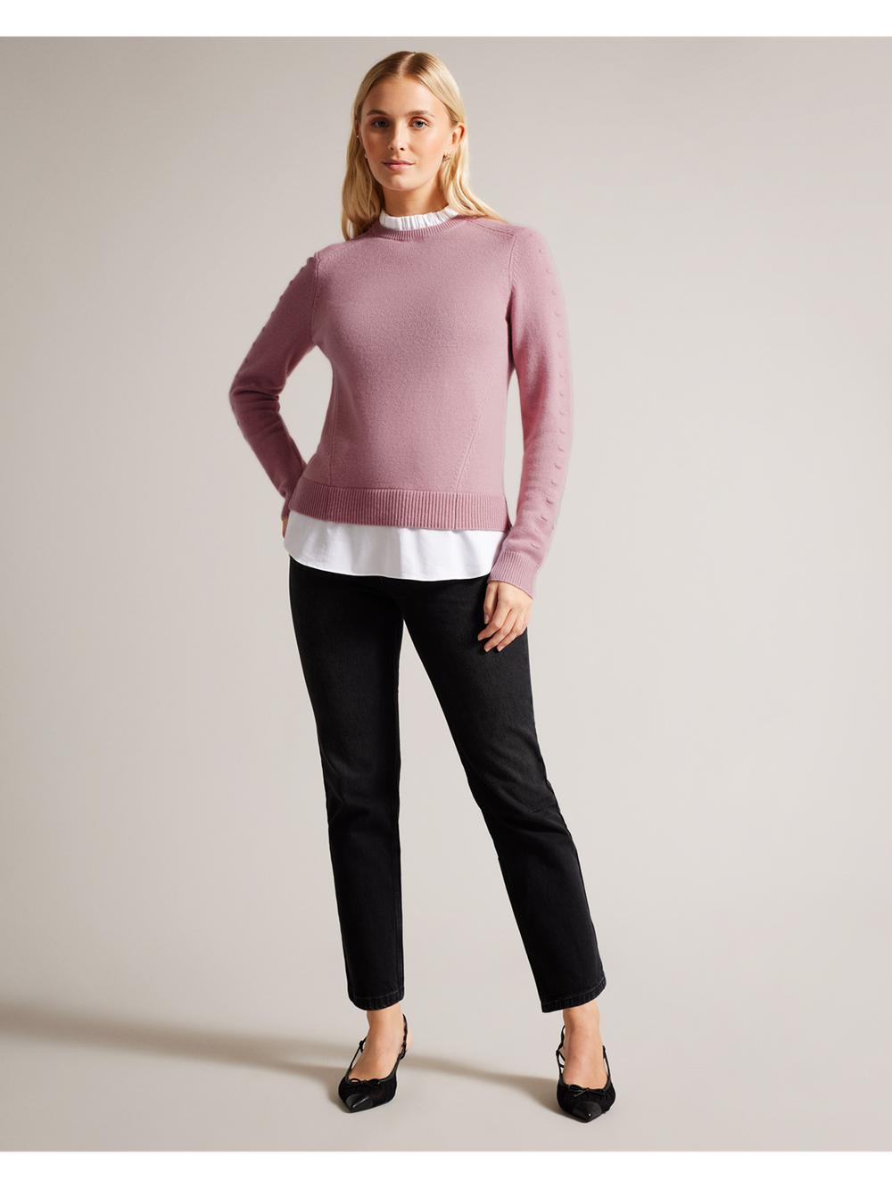 Dusky-Pink Ted Baker LISSIAH - Bobble Detail Shirt Hem Knitted Women Jumpers | Canada  JNO-260951