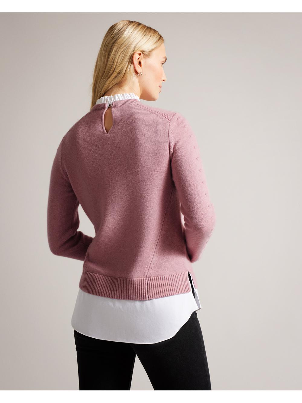 Dusky-Pink Ted Baker LISSIAH - Bobble Detail Shirt Hem Knitted Women Jumpers | Canada  JNO-260951
