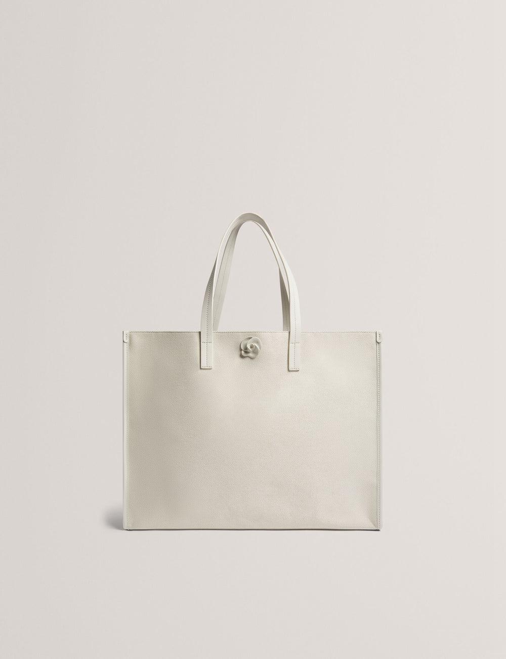 Ecru Ted Baker AUDOS - Rose Detail Wide Canvas Women Tote Bags | Canada  BXP-021489