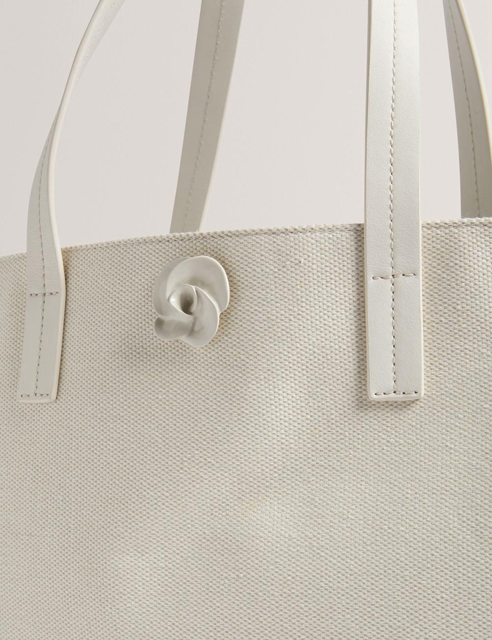 Ecru Ted Baker AUDOS - Rose Detail Wide Canvas Women Tote Bags | Canada  BXP-021489
