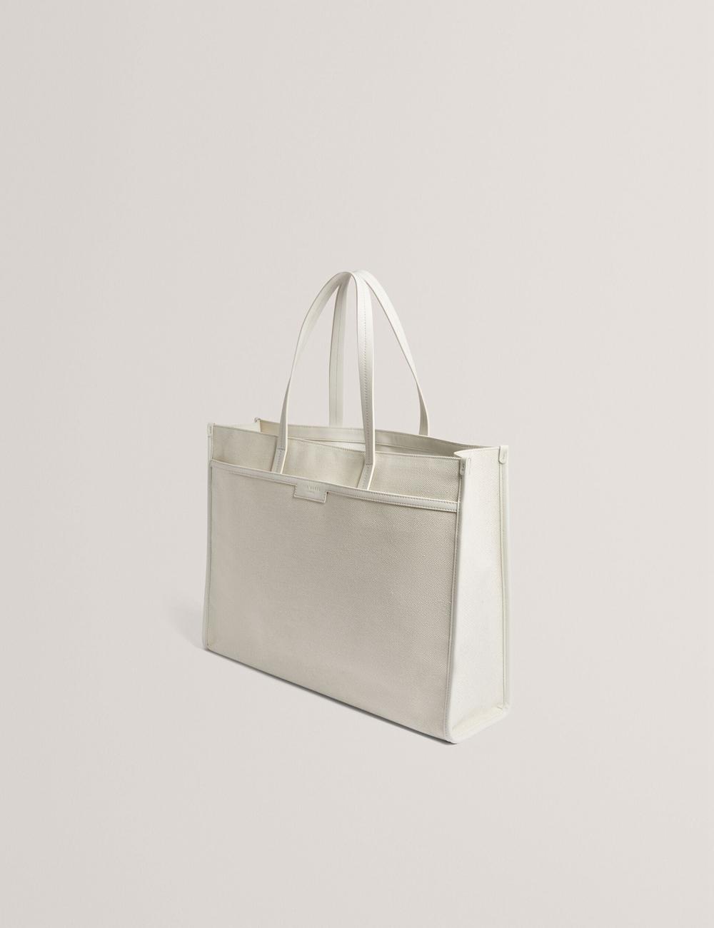 Ecru Ted Baker AUDOS - Rose Detail Wide Canvas Women Tote Bags | Canada  BXP-021489