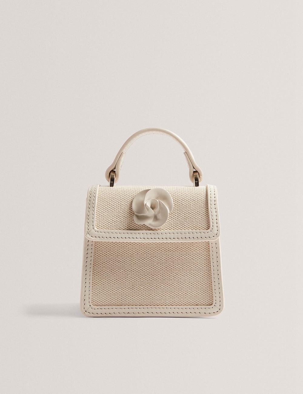 Ecru Ted Baker AUDOU - Rose Detail Canvas Mini Top Handle Women Crossbody Bags | Canada  EKT-140826