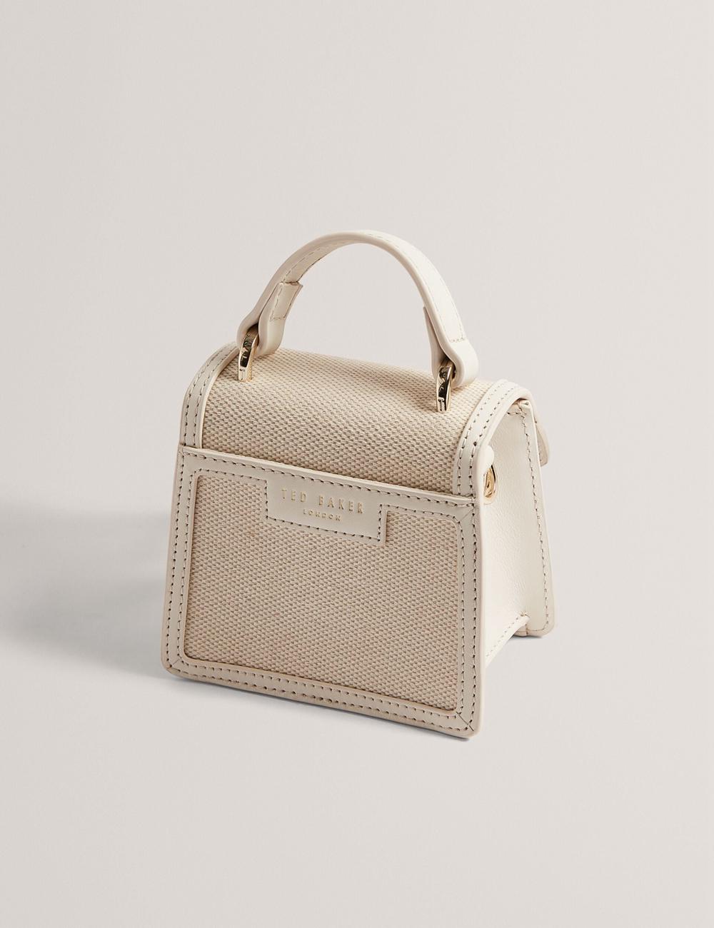 Ecru Ted Baker AUDOU - Rose Detail Canvas Mini Top Handle Women Crossbody Bags | Canada  EKT-140826