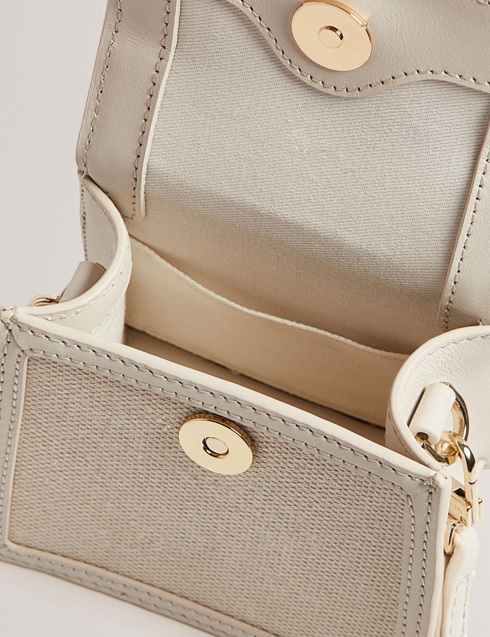 Ecru Ted Baker AUDOU - Rose Detail Canvas Mini Top Handle Women Crossbody Bags | Canada  EKT-140826