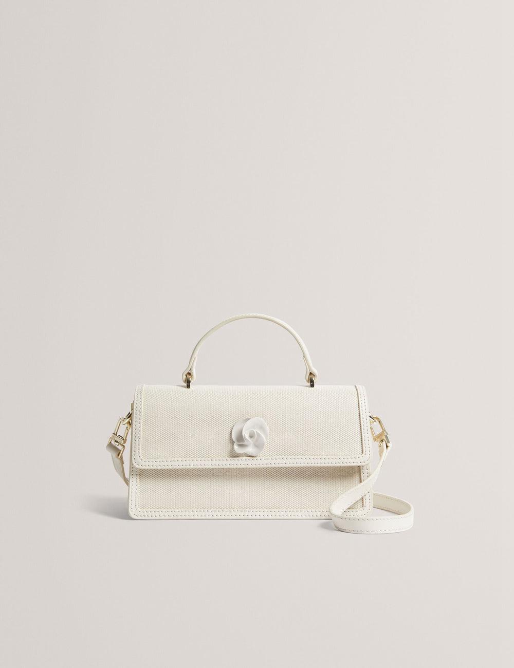 Ecru Ted Baker AUDRIS - Rose Detail Canvas Top Handleuette Women Crossbody Bags | Canada  VBX-905476