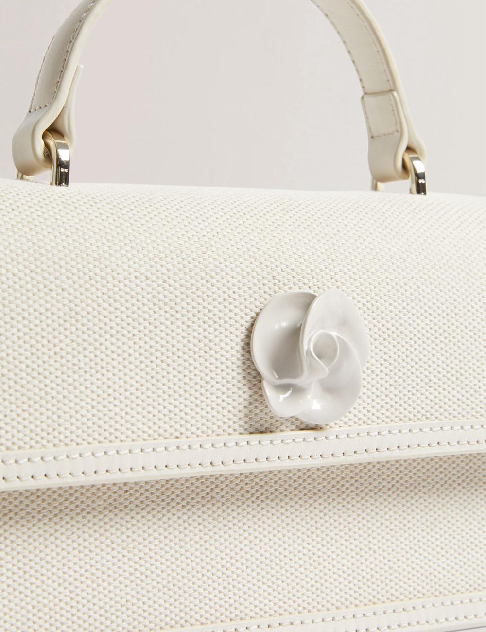 Ecru Ted Baker AUDRIS - Rose Detail Canvas Top Handleuette Women Crossbody Bags | Canada  VBX-905476