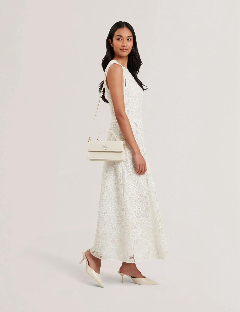 Ecru Ted Baker AUDRIS - Rose Detail Canvas Top Handleuette Women Crossbody Bags | Canada  VBX-905476