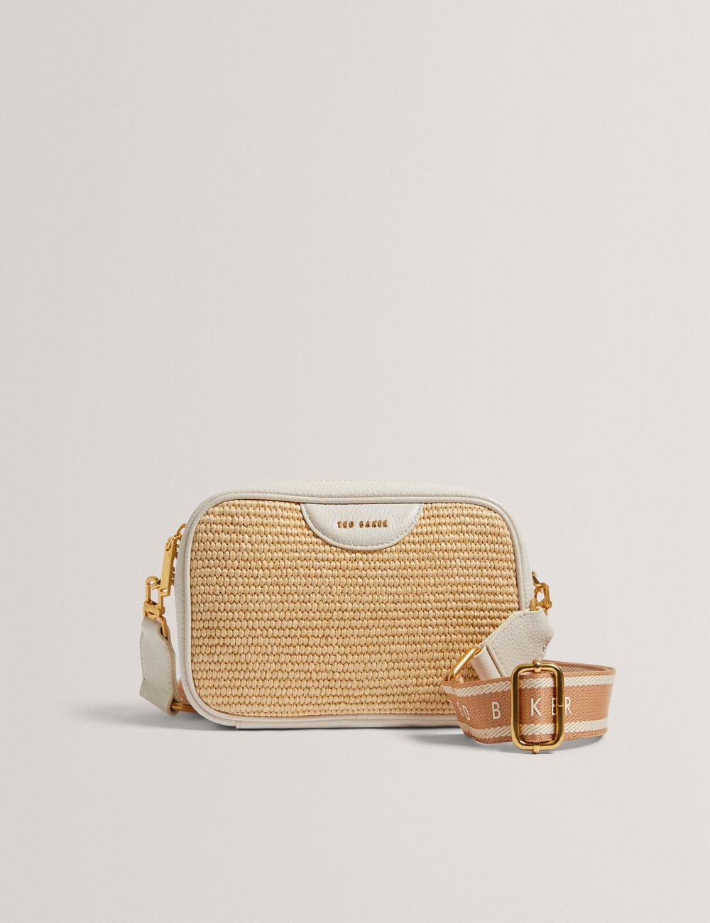 Ecru Ted Baker BARDAS - Faux Raffia Leather Trim Webbing Camera Women Camera Bag | Canada  RCO-470923